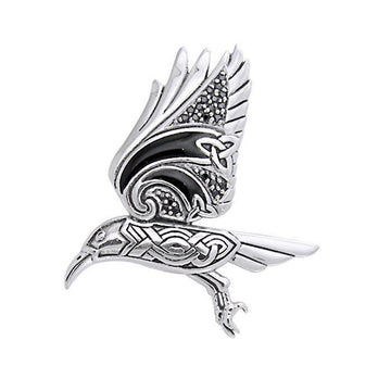 Behind the Mystery of the Mythical Raven ~ Silver Jewelry Pendant TPD3382 - Jewelry